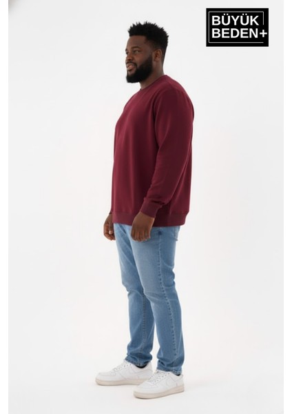 Erkek Büyük Beden Bisiklet Yaka Kollar ve Etek Ribanalı Ince Sweatshirt SPR26BSW956 fiyatları