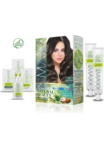 2 Paket Natural Beauty Amonyaksız Saç Boyası 7.1 Küllü Kumral fiyatları