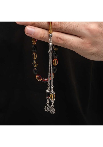 Hk Sıkma Kehribar Tesbih Gümüş Püskül |gümüş Takı Hediyelik Ürünler modelleri