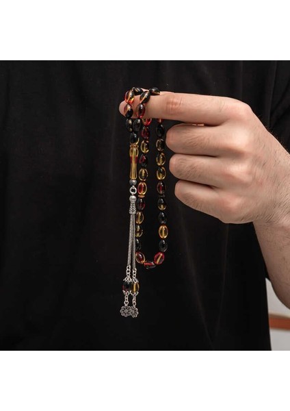 Hk Sıkma Kehribar Tesbih Gümüş Püskül |gümüş Takı Hediyelik Ürünler fırsatları