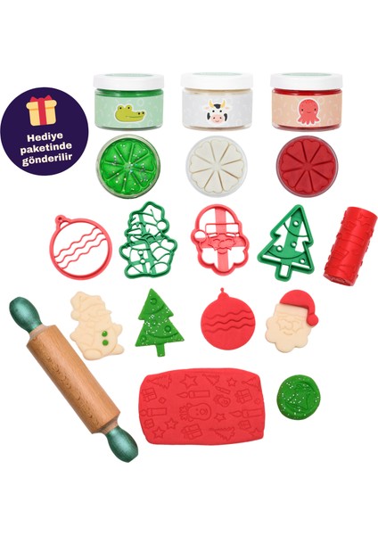 Yeni Yıl Hediyesi Oyun Hamuru Seti - Bonimo Play Dough Doğal Oyun Hamuru