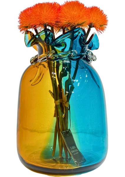 Mavi & Turuncu Burgulu Vazo Büyük Boy