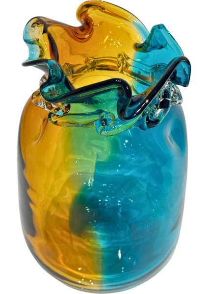 Mavi & Turuncu Burgulu Vazo Büyük Boy fırsatları