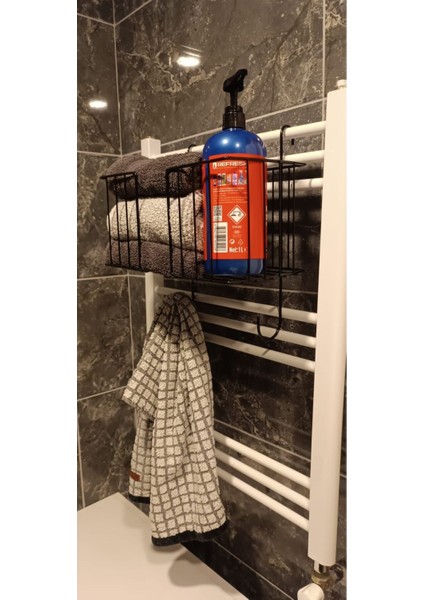 Siyah Asılabilir Havlupan ve Banyo Düzenleyici, Havlu Kurutma Sepeti