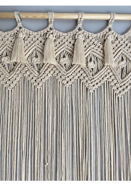 El Örgüsü Çoklu Püsküllü Makrome Perde Kapı ve Duvar Süsü fırsatları