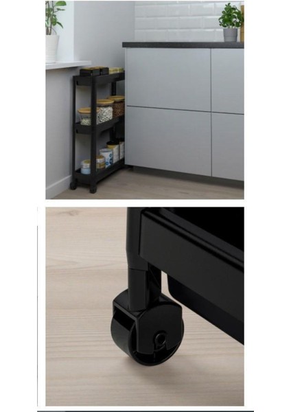 3 Katlı Çok Amaçlı Slim Tekerlekli Raf, Mutfak ve Banyo Düzenleyici fiyatları