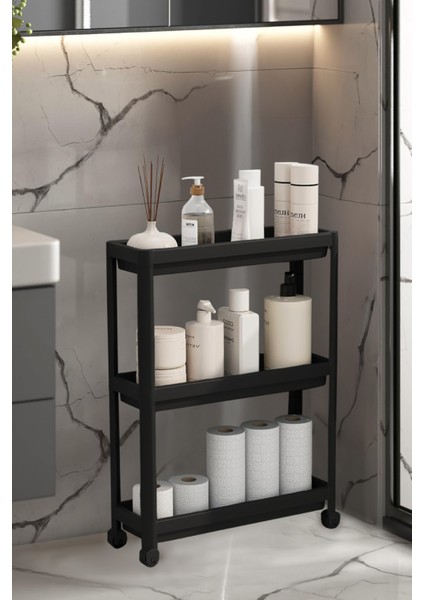 3 Katlı Çok Amaçlı Slim Tekerlekli Raf, Mutfak ve Banyo Düzenleyici fırsatları