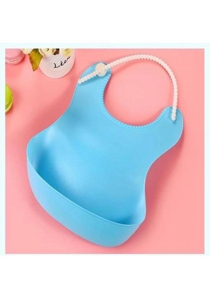 Çocuk Bebek Mama Önlüğü Dökülme Engelleyici Bükülebilir Mavi