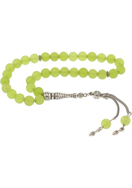 Hk ​doğaltaş Tesbih Metal Püsküllü Yeşil Yeşim Taşı |gümüş Takı Hediyelik Ürünler