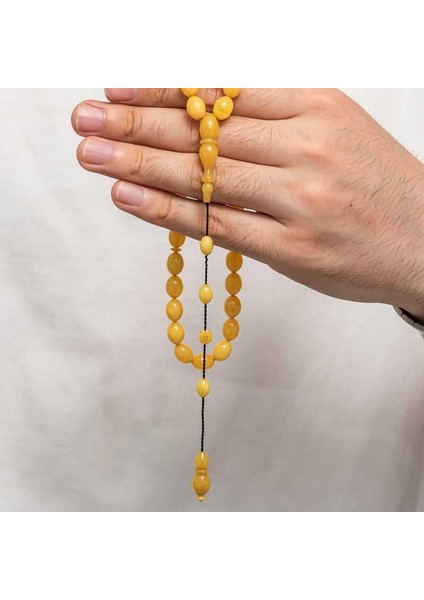 Hk Sıkma Kehribar Tesbih Kapsül Kesim Sarı Mat Düz Renk (33 Tane Metal Püskülsüz)|gümüş Takı Hediyelik Ürünler fiyatları