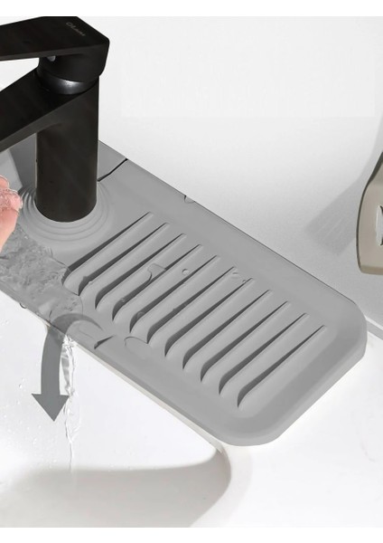 Elastik Mutfak Banyo Musluk Matı Düzenleyici Kaydırmaz Taban Organizer Lavabo Kenar Matı indirimleri