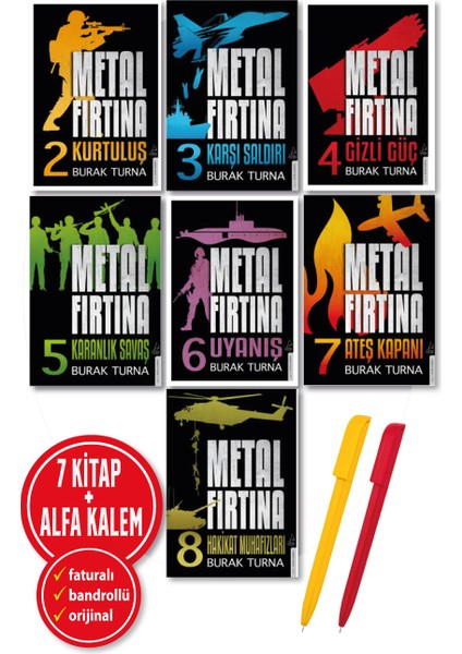 Alfa Kalem+ Metal Fırtına Seti (2-8) 7 Kitap (Burak Turna) Yeni Edebiyat / Roman Destek