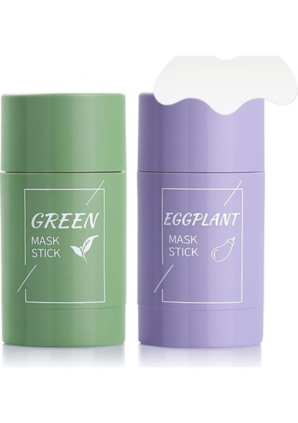 2li Maske Seti Patlıcan Özlü Maske ve Yeşil Çay Özlü Temizleyici Katı Maske