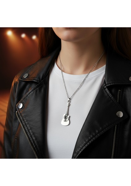 Müzik - Gitar Gümüş Kaplama Düz Zincir Kolye fiyatları