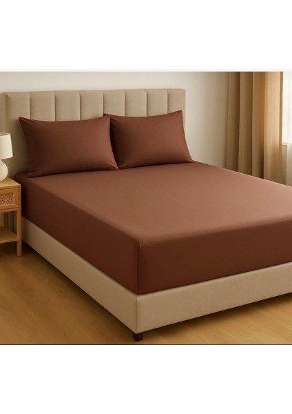 Pamuk Saten Çift Kişilik Çarşaf+ 2yastık Kılıfı