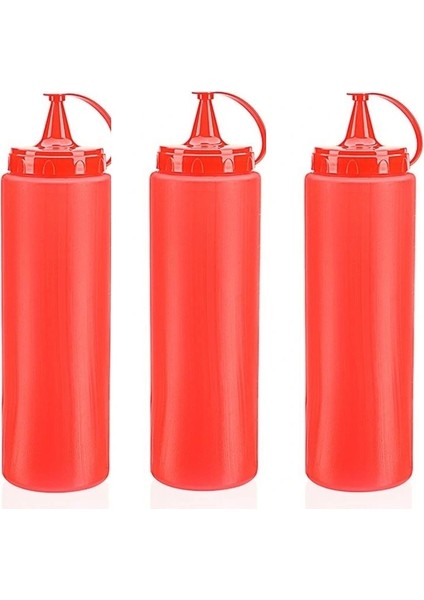 Ketçap Şişesi - 1000ML Dev Boy Kırmızı 3 Adet