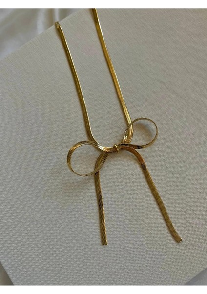 Gold Çelik Fiyonk Kolye