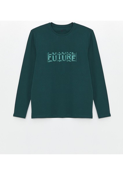 Yeni Sezon Bisiklet Yaka Baskılı Erkek Pijama Üst