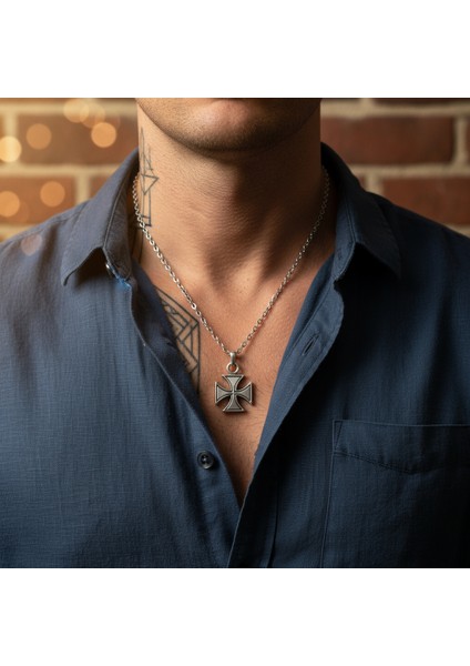 Antik Haç Gümüş Kaplama Düz Zincir Kolye fiyatları