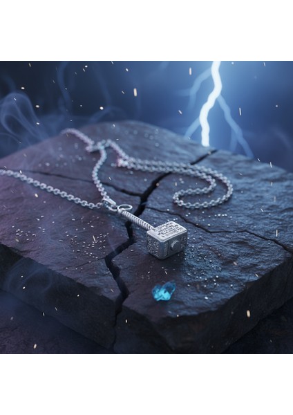 Sonsuz Güç - Thor Çekici Gümüş Kaplama Düz Zincir Kolye fırsatları