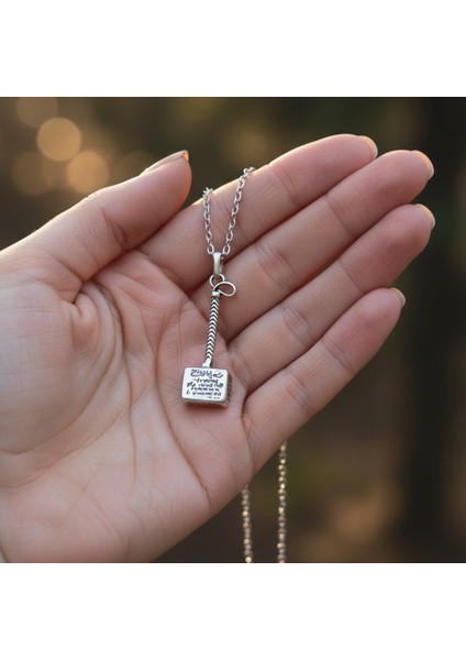 Sonsuz Güç - Thor Çekici Gümüş Kaplama Düz Zincir Kolye indirimleri