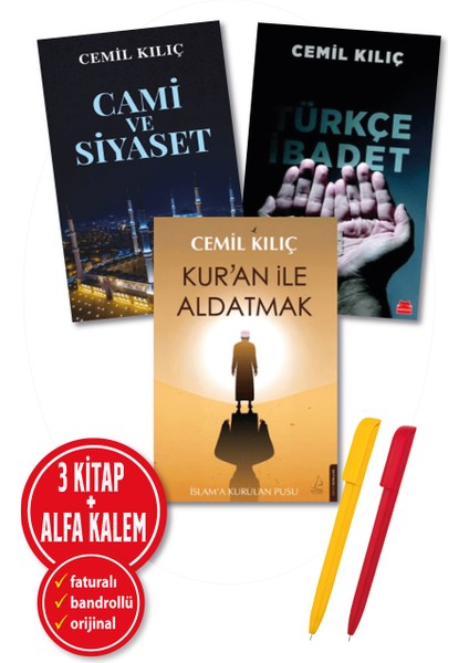 Alfa Kalem+ Cemil Kılıç 3 Kitap (Cami ve Siyaset+Türkçe Ibadet+Kur’an ile Aldatmak) Islam Yeni