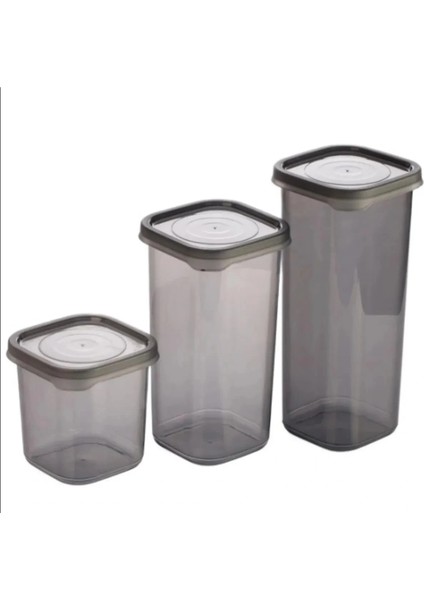 3 Adet 3 Boy Plastik Kavanoz Saklama Kabı Kapaklı Kare fiyatları