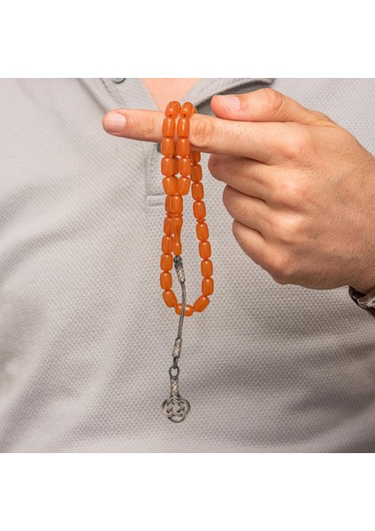 Hk Gümüş Kazaz Püsküllü Kapsül Kesim Turuncu Sıkma Kehribar Tesbih|gümüş Takı Hediyelik Ürünler modelleri