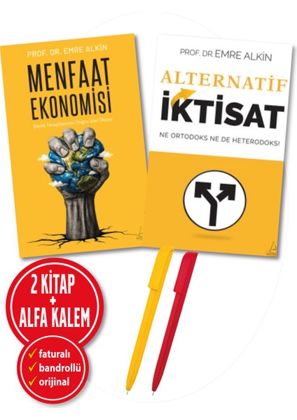Alfa Kalem+ Emre Alkin 2 Kitap Yeni (Menfaat Ekonomisi+Alternatif Iktisat) Ekonomi/araştırma Destek