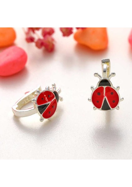 Hk Gümüş Çocuk Küpe Uğur Böceği |gümüş Takı Hediyelik Ürünler