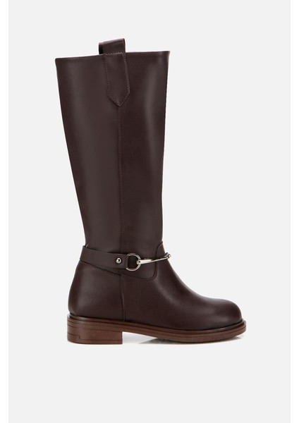 Kadın Kahverengi Zincir Detaylı Çizme