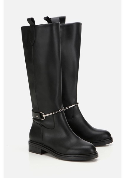 Kadın Siyah Zincir Detaylı Çizme
