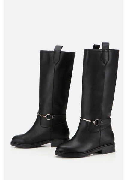 Kadın Siyah Zincir Detaylı Çizme