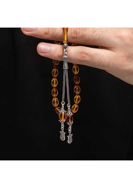 Hk Sıkma Kehribar Tesbih Gümüş Püskül |gümüş Takı Hediyelik Ürünler fırsatları