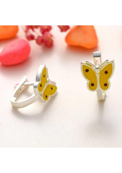 Hk Gümüş Çocuk Küpe Sarı Kelebek |gümüş Takı Hediyelik Ürünler