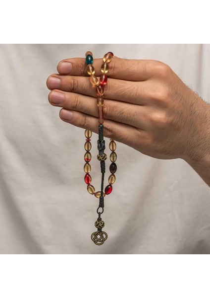 Hk Sıkma Kehribar Tesbih Gümüş Kazaz Püsküllü |gümüş Takı Hediyelik Ürünler