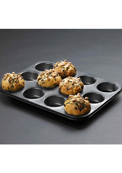 12 Bölmeli Metal Yapışmaz Muffin Kek Kalıbı fırsatları