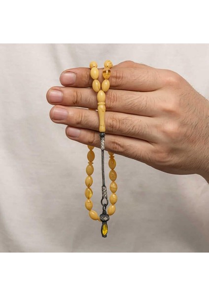 Hk Sıkma Kehribar Tesbih Gümüş Kazaz Püsküllü 1000 Ayar |gümüş Takı Hediyelik Ürünler