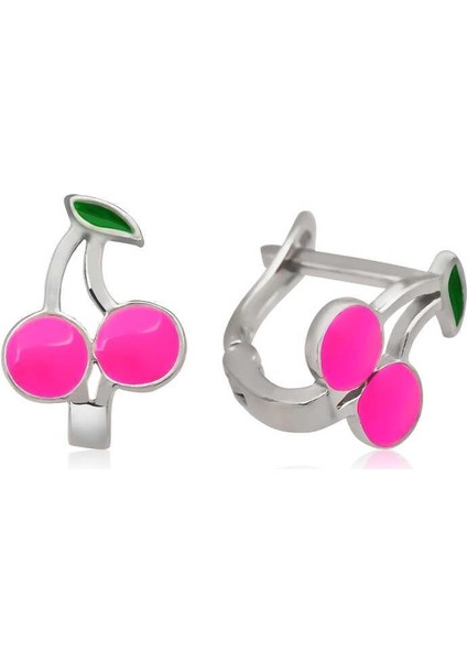 Hk ​gümüş Çocuk Küpe Pembe Kiraz |gümüş Takı Hediyelik Ürünler