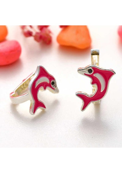 Hk Gümüş Çocuk Küpe Pembe Yunus Balığı |gümüş Takı Hediyelik Ürünler