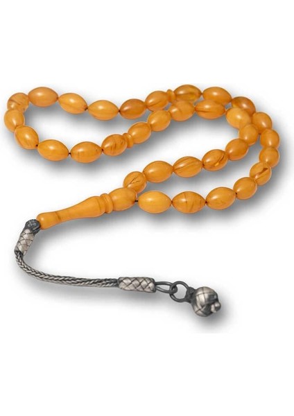 Hk Sıkma Kehribar Tesbih Gümüş Kazaz Püsküllü |gümüş Takı Hediyelik Ürünler