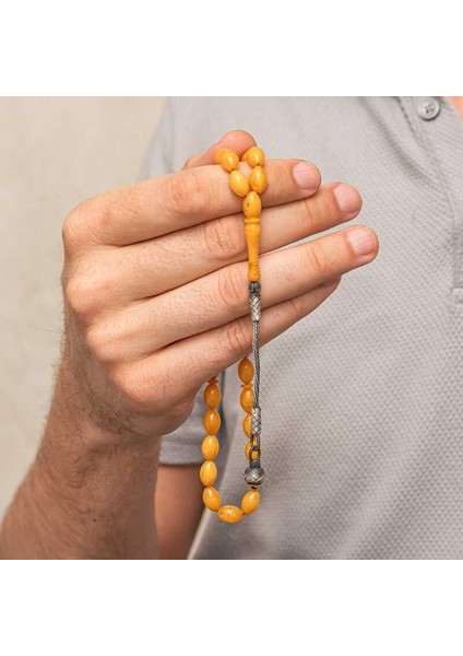 Hk Sıkma Kehribar Tesbih Gümüş Kazaz Püsküllü |gümüş Takı Hediyelik Ürünler fırsatları