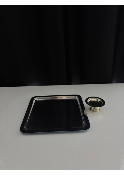 4 Adet Lüx Kare Paslanmaz Çelik Gümüş Renk 21X21CM Kahve Servis Sunum Tepsisi&lokum Sunum Tabağı fırsatları