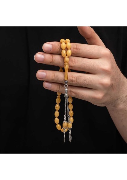 Hk Sıkma Kehribar Tesbih Gümüş Püskül |gümüş Takı Hediyelik Ürünler