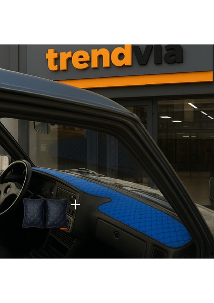 Tofaş Şahin Doğan Kartal Yüksek Ön Göğüs Mavi-Siyah Torpido Kılıfı / Siyah-Mavi Boyun Yastığı