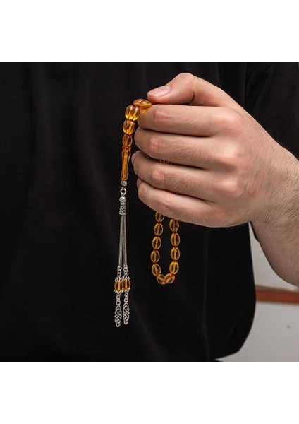 Hk Sıkma Kehribar Tesbih Gümüş Püskül |gümüş Takı Hediyelik Ürünler fiyatları