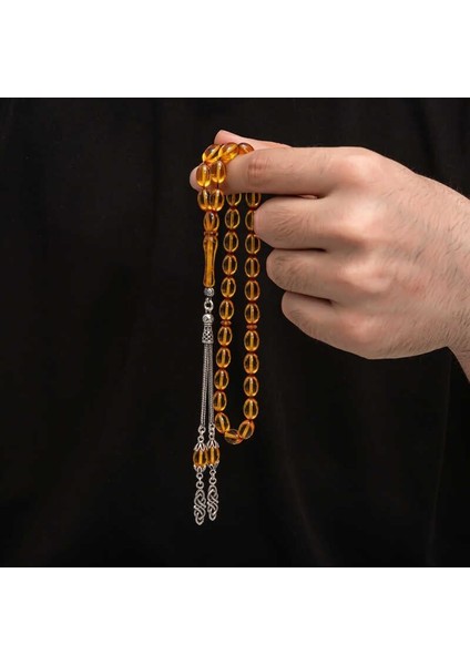 Hk Sıkma Kehribar Tesbih Gümüş Püskül |gümüş Takı Hediyelik Ürünler fırsatları