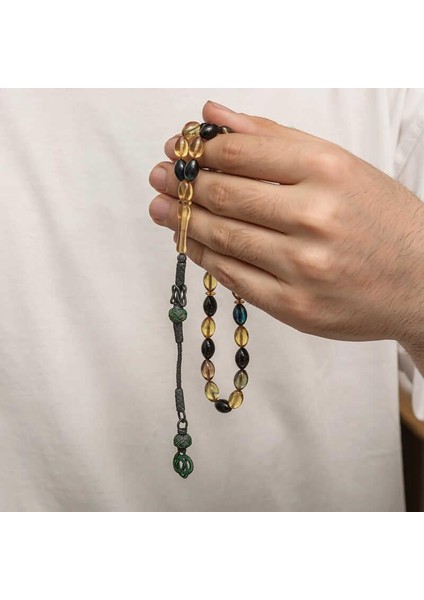 Hk Sıkma Kehribar Tesbih Gümüş Kazaz Püsküllü |gümüş Takı Hediyelik Ürünler fırsatları