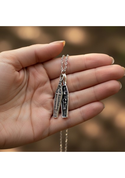 Tabut İskelet Haç Gümüş Kaplama Düz Zincir Kolye fırsatları