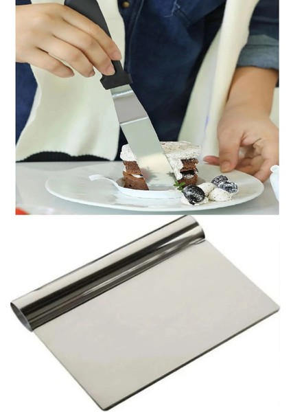 2li Set Hamur Şekillendirici Eğik Pasta Spatulası +Metal Hamur Kesici Kazıyıcı Spatula indirimleri